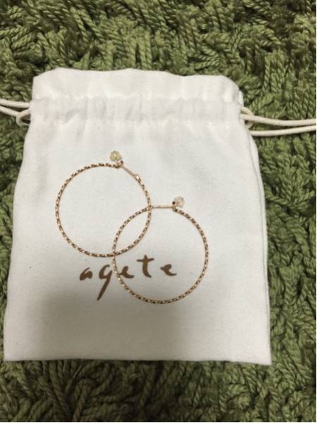 美品◆アガット◆フープ ピアス　4センチ