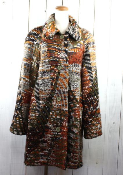 【美品】　MISSONI　茶　多色ミックス　リバーシブルコート