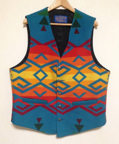 USA製 PENDLETON ペンドルトン ネイティブ柄ベスト コンチョ付