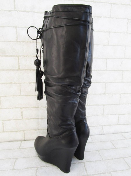 定価15万超 lesilla タッセル レザー ロングブーツ 38*29658