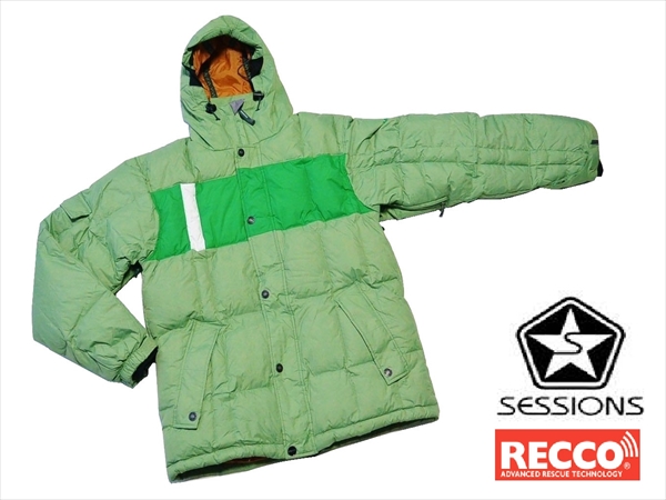 使用3回■SESSIONS スノボウエア 羽毛ダウンJKT S■雪崩救助