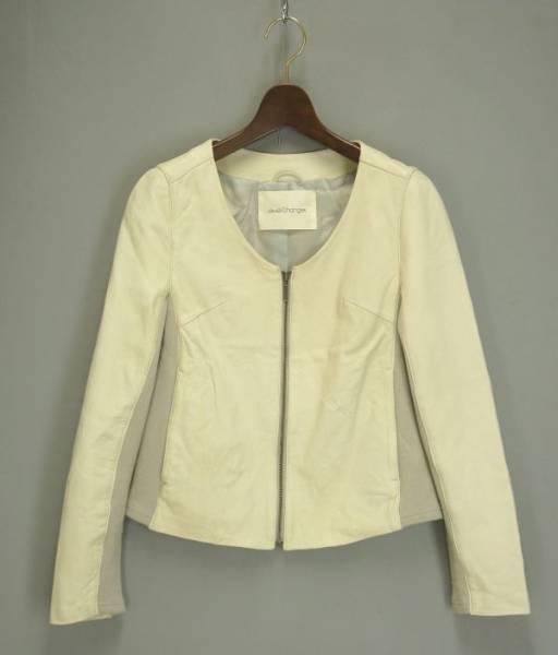 A3011ジュエルチェンジズ*切替*ラムレザー/ノーカラージャケット