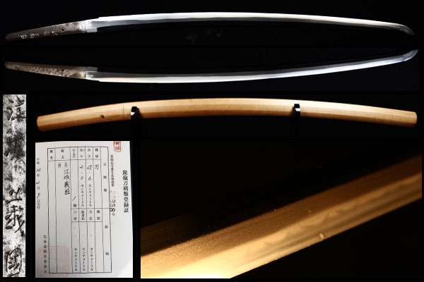 福】江坂義国作 日本刀 居合刀 白鞘 美品 反深し美刃文iiE3s△(刀 