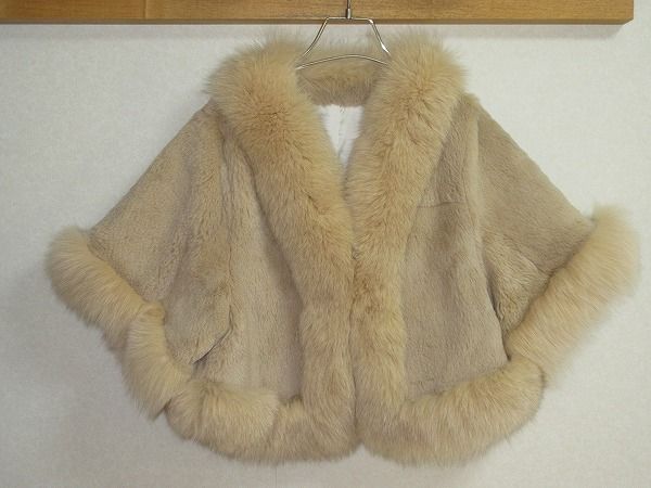 ラビット毛皮ボレロ風ドルマンスリーブコート