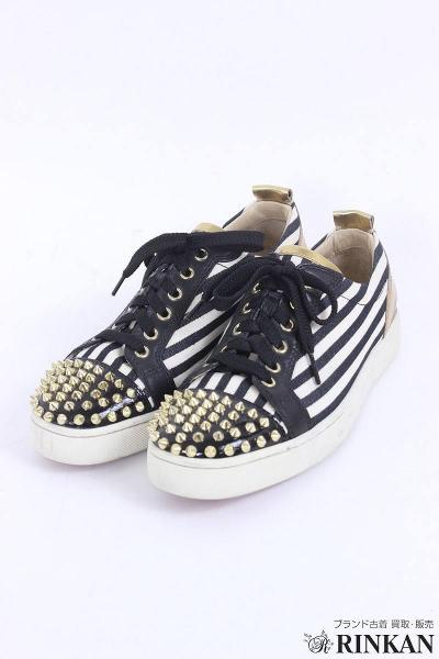 クリスチャンルブタン/ストライプデニム切替スニーカー【02】