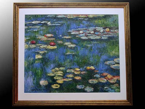 大作 クロード・モネ 肉筆 油彩 鑑定書 「睡蓮」 自然、風景画 絵画