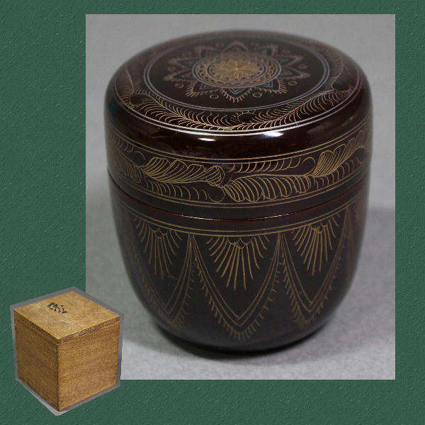 茶道具 ◇ 沈金 蒟醤(キンマ)彫 棗 ◇ b8793 棗 漆芸 【公式通販】