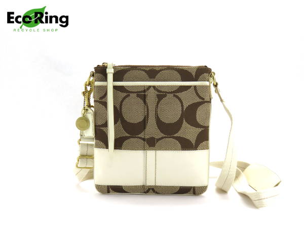 1円 美品 コーチ 10129 シグネチャー ショルダーバッグ DS421