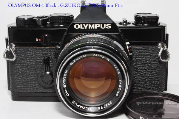 美品☆露出計,ストロボ以外完動 OLYMPUS OM-1 + 50mm F1.4 ☆プリズム腐食なし，メーター稼動☆OM-1黒，G.ZUIKO 50mm F1.4 一眼
