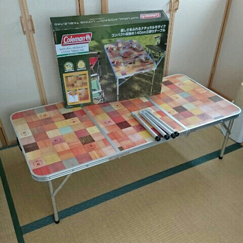 コールマン ナチュラルモザイクリビングテーブル/140 中古 かずColeman