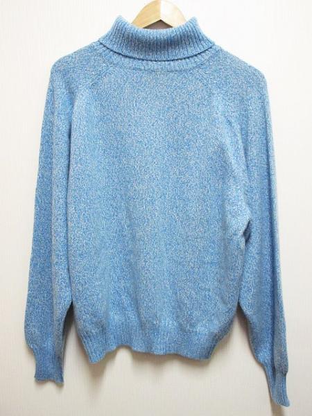 マーロ ニット セーター 長袖 カシミア100 タートルネック48水色 最