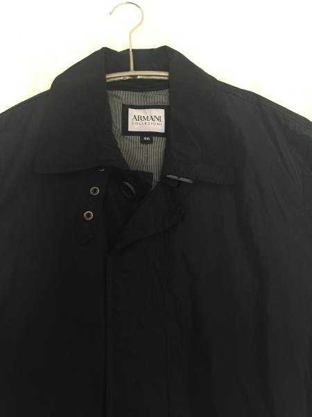 美品アルマーニメンズスプリングトレンチコートブラック