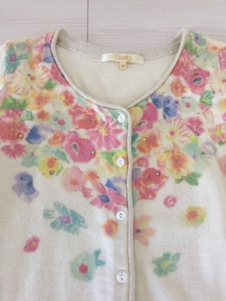 CHESTY フラワーストーンカーディガン　プリント　ビジュー