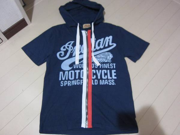 ☆インディアンモーターサイクル 半袖ジップパーカー M☆