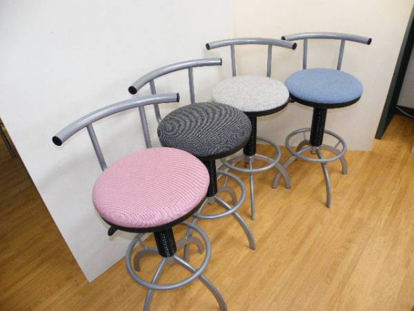 □4色&4脚セット カウンターチェア 360°回転□C-788