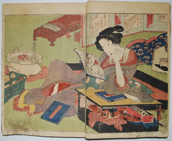 ◎初代歌川豊国 浮世絵 「逢夜鳫之声」 春画 和本 錦絵 木版画(浮世絵