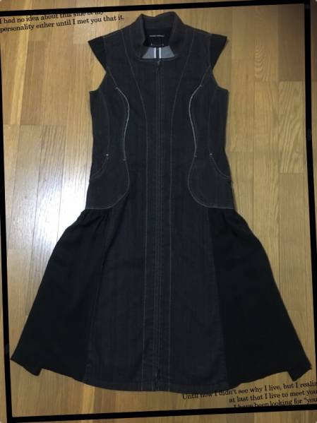 コシノヒロコブラックデニムワンピースL美品