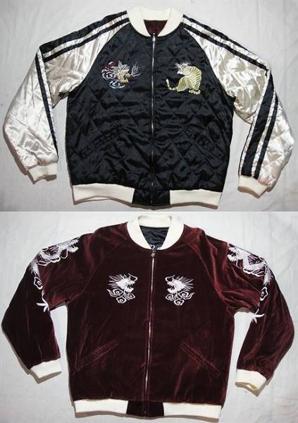 スカジャン ベロア × サテン リバーシブル 今期トレンド 大人気