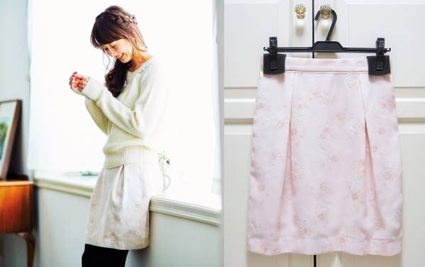 レッセパッセ◆Roseプリント刺繍シフォンスカート◆ピンク◆新品