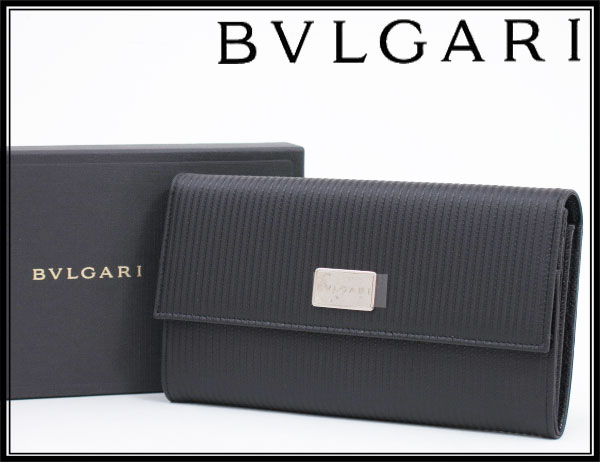 未使用☆BVLGARI ブルガリ ミレリゲ ファスナー長財布 ブラック