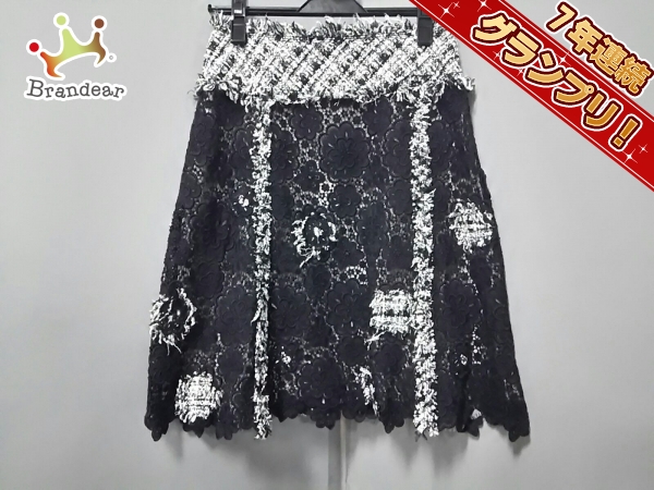 シャネル スカート 34 レディース 黒×白 CHANEL