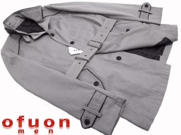 163●オフオンメン ofuon men●スタンドカラーコート　グレー/L