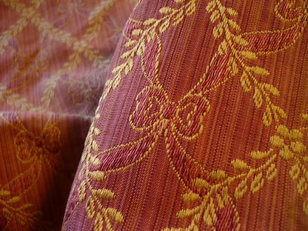 フランス アンティーク リボン刺繍 シルク パネル生地ブロケード