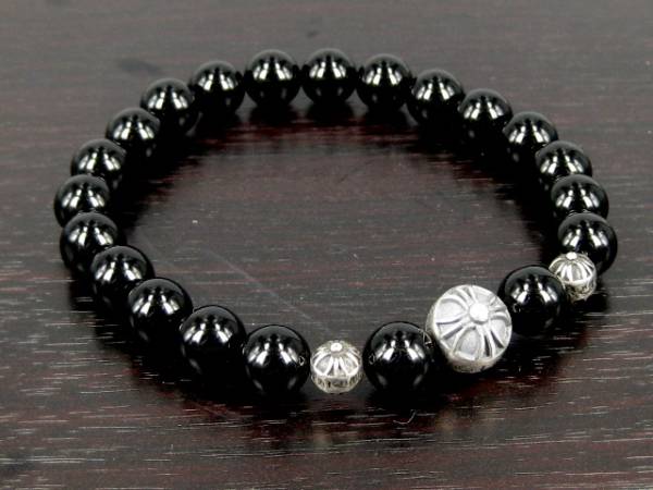 正規品クロムハーツ　☆数珠 ブラックブレスレット 8mm☆