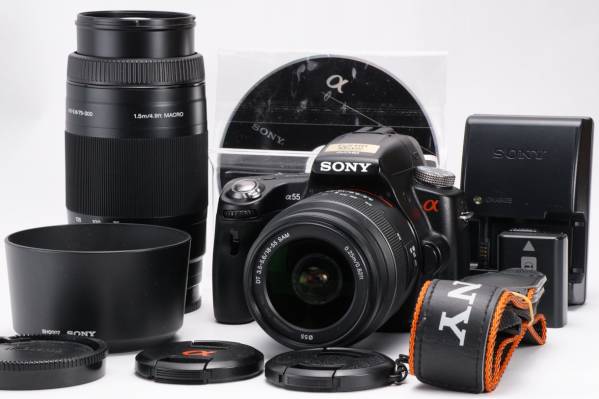 限定1組!] SONY α55 良品 標準18-55mm+望遠300mmダブルズーム! へんな