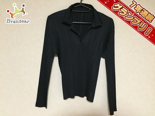 プリーツプリーズ 長袖シャツブラウス レディース 美品 黒 PLEATS