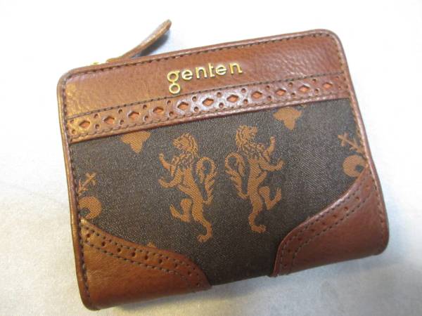 新品ゲンテンgenten牛革インタラクティングモノグラム二つ折財布