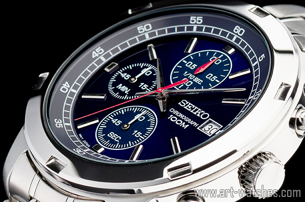 1円セイコー逆輸入サファイアブルー100m防水クロノグラフ時計