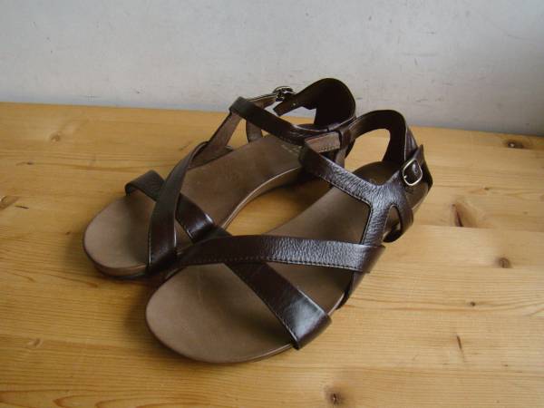 SAYAサヤ 50140 レザー フラット サンダル DB L 24-24.5cm 美品