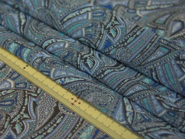 LIBERTYリバティエステルシフォン薄ソフト勾玉青長3ｍスカート夏