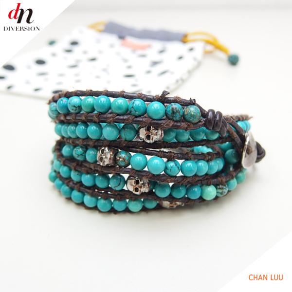 CHAN LUU チャンルー スカル レザー 5連ブレスレット ターコイズ CHAN 