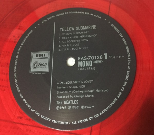 【レア 赤盤】The Beatles Yellow Submarine The Beatles 「Yellow Submarine 」1LP MONO 赤盤 (Red Vinyl) 【公式