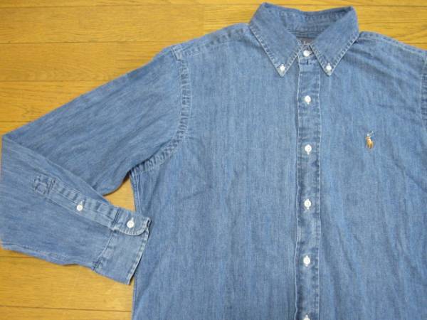 ★ラルフローレン デニム地長袖ボタンダウンシャツM CLASSIC FIT
