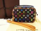 ◆NB6673 ルイヴィトン 黒 マルチ ワピティ ハンド ポーチ 美品