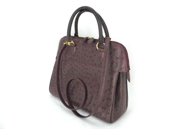 1円 美品 オーストリッチ エレガンス 2WAY ハンドバッグ AQ342