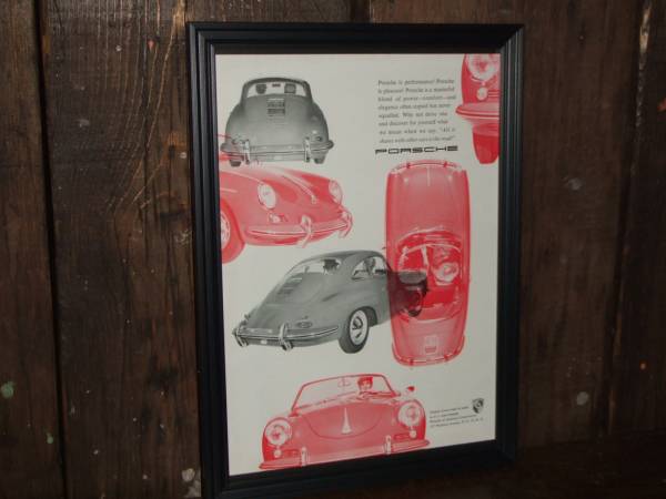 当時物 PORSCHE 356 ポルシェ ヴィンテージ オールド レトロ額装_1