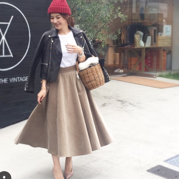 OBLI オブリ コーデュロイフレアスカート