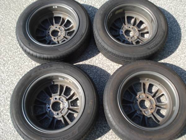 稀少 ワタナベ 8スポ 13 5J+40 PCD100 4H 155/65R13 ECOS 2013製