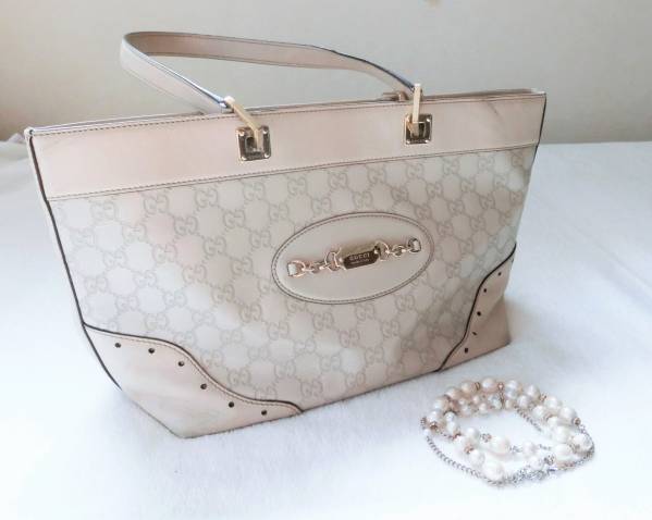 GUCCIグッチシマ☆アイボリーオフホワイトトートバッグ