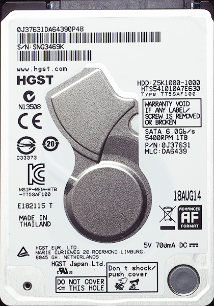 HGST 1TB HTS541010A7E630 SATA III 32Mb Z5K1000 2,5  Pouces EUR 89,75 - FR