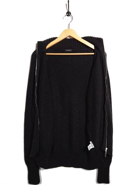 美品 Cruciani クルチアーニ ジップアップニット 羊毛 50 黒 美品 Cruciani クルチアーニ ジップアップニット 羊毛 50 黒