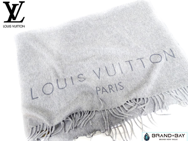 ルイヴィトン カシミヤ100% LVロゴマフラー グレー マフラー ロゴ LOUIS VUITTON - Louis Vuitton モノグラム カシミヤ