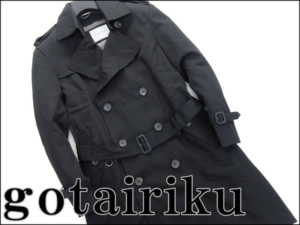 美品 五大陸 ウールライナー付トレンチコート36L黒★J30442