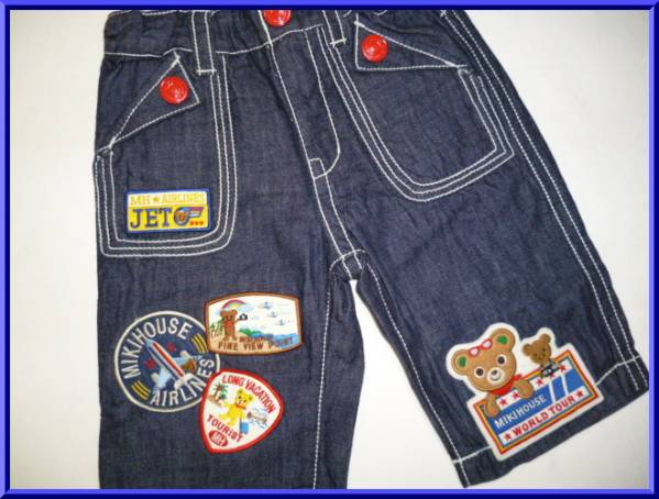 【送料０】MH・豪華刺繍付６分丈デニムパンツ100cm IBL 即決！