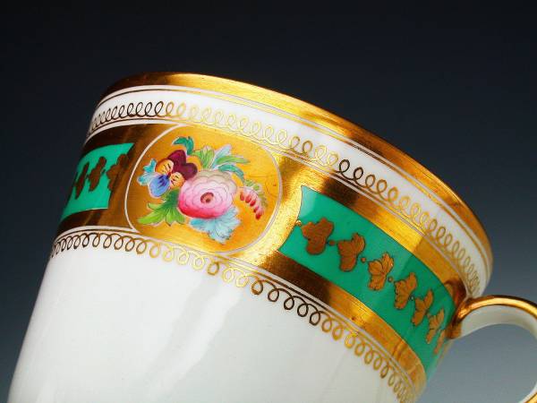アンティーク コールポート・金彩碧帯金彩張手彩色花図紋 C&S