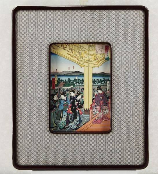 s3524d 重文級 【歌川広重】 木版画 国上山 着物美人